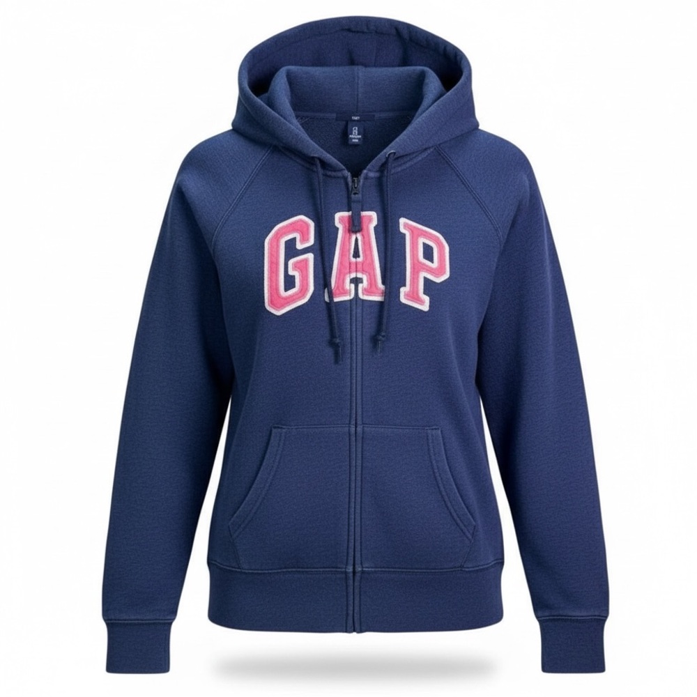 GAP Unisex Blue Full Zipโ Long Sleeve Casual Hoodie Y2K Loungewear Size M